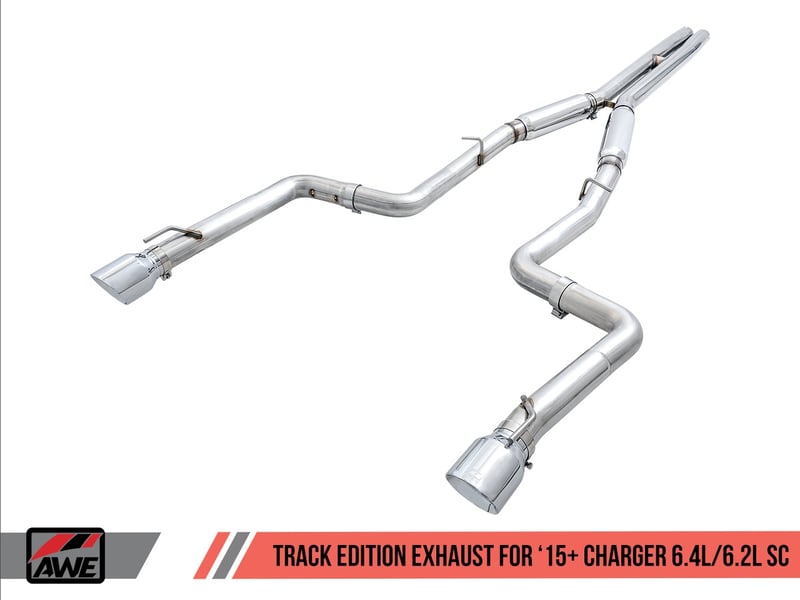 awe tuning 15-21 dodge charger 6.4l/6.2l supercharged track edition exhaust - diamond black tips 3015-33126