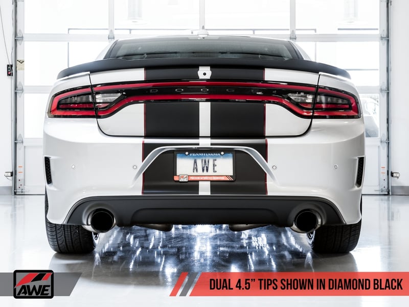 awe tuning 17-22 dodge charger 5.7l track edition exhaust - chrome silver tips 3015-32120