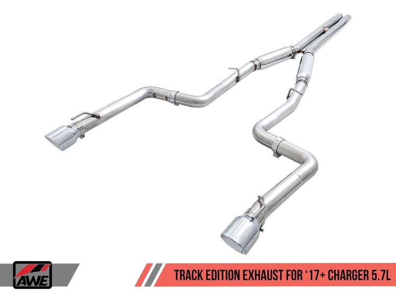 awe tuning 17-22 dodge charger 5.7l track edition exhaust - diamond black tips 3015-33134