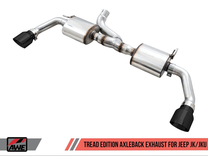 awe tuning 12-18 jeep wrangler jk/jku 3.6l tread edition axle-back dual exhaust - diamond black tips 3015-33003
