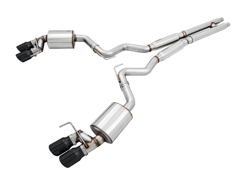 awe tuning 18-22 ford mustang gt (s550) cat-back exhaust - touring edition (quad diamond black tips) 3015-43106