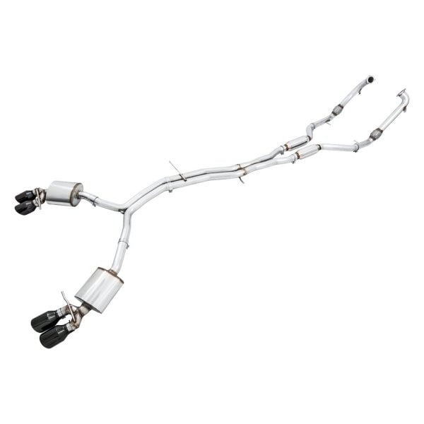 awe tuning 18-21 audi b9 s4 3.0t touring exhaust (resonated for perf. dp) 102mm - chrome silver tips 3015-42114