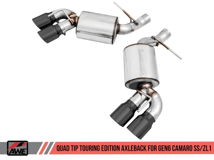 awe tuning 16-22 chevrolet camaro ss axle-back exhaust - touring edition (quad diamond black tips) 3015-43115