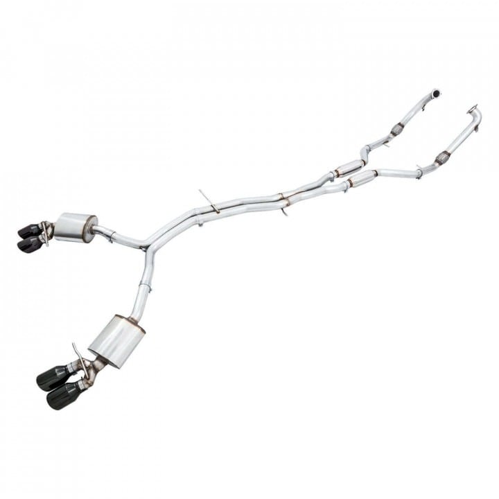 awe tuning 18-21 audi b9 s5 coupe resonated for performance cat touring edition exhaust w/carbon fiber tip 3015-45012