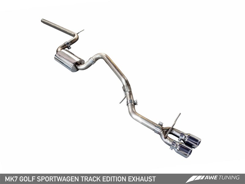 awe tuning 15-17 vw mk7 golf sportwagen track edition exhaust w/chrome silver tips (90mm) 3020-22016