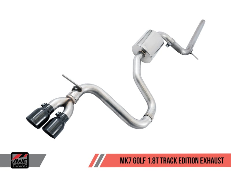 awe tuning 15-17 vw mk7 golf 1.8t track edition exhaust w/diamond black tips (90mm) 3020-23022