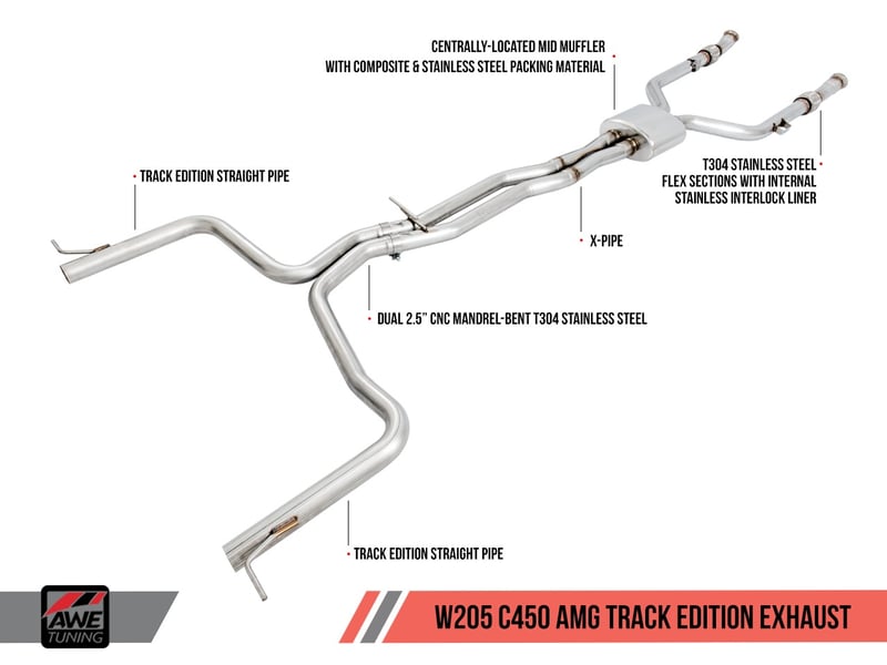 awe tuning 16-18 mercedes-benz w205 c450 amg / c400 / c43 track edition exhaust 3020-31016