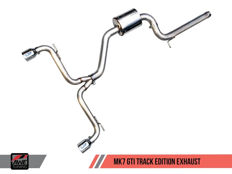awe tuning 15-17 vw mk7 gti track edition exhaust - chrome silver tips 3020-32022
