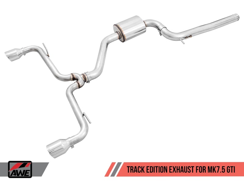 awe tuning 18-21 volkswagen gti mk7.5 2.0t track edition exhaust w/diamond black tips 102mm 3020-33046