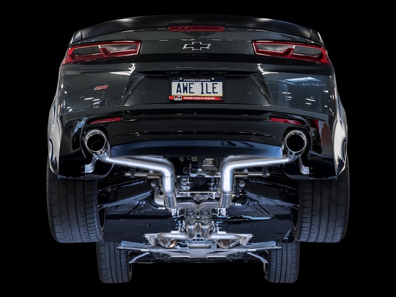 awe tuning 16-22 chevy camaro ss non-resonated cat-back exhaust - track edition (chrome silver tips - dual tip) 3020-32048