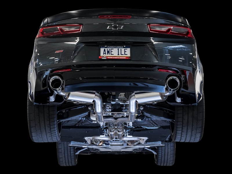 awe tuning 16-22 chevy camaro ss non-resonated cat-back exhaust -touring edition (diamond black tip) 3020-33054