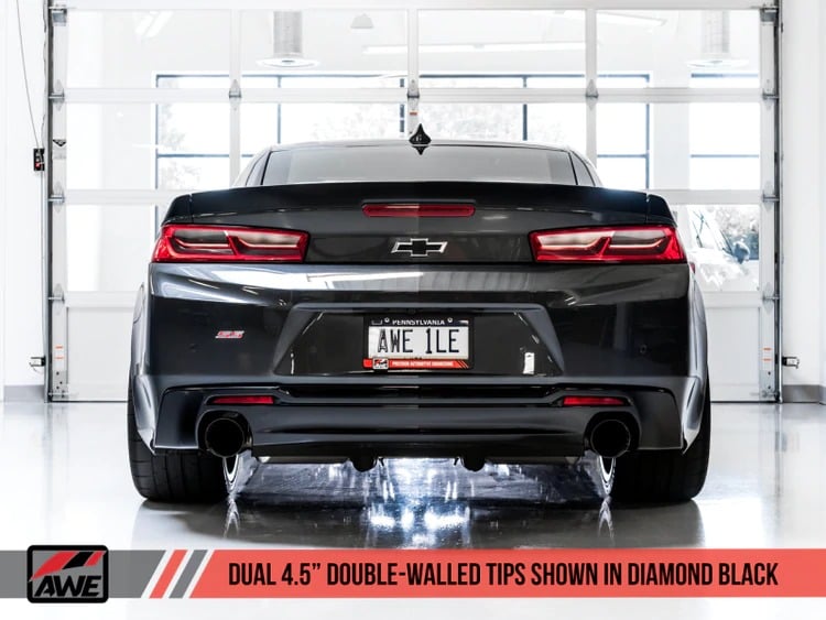 awe tuning 16-22 chevrolet camaro ss axle-back exhaust - track edition (diamond black tips) 3020-33053