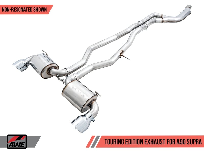 awe 20-22 toyota supra a90 non-resonated touring edition exhaust - 5in diamond black tips 3020-33072