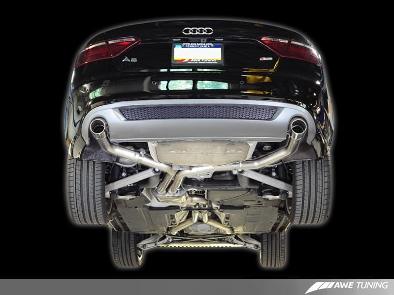 awe tuning 08-11 audi b8 a5 3.2l track edition exhaust system - dual 3.5in diamond black tips 3020-33020