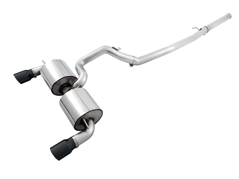 awe tuning 16-18 ford focus rs touring edition cat-back exhaust - resonated - diamond black tips 3020-33042
