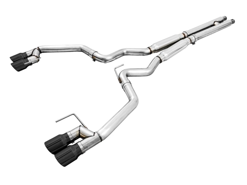 awe tuning 18-22 ford mustang gt (s550) cat-back exhaust - track edition (quad diamond black tips) 3020-43072