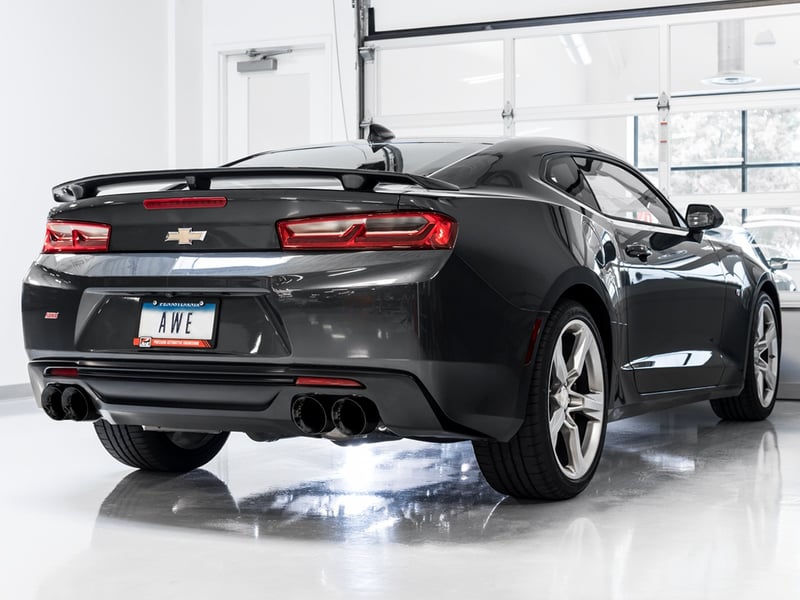 awe tuning 16-22 chevy camaro ss non-res cat-back exhaust - track edition (quad diamond black tips) 3020-43074