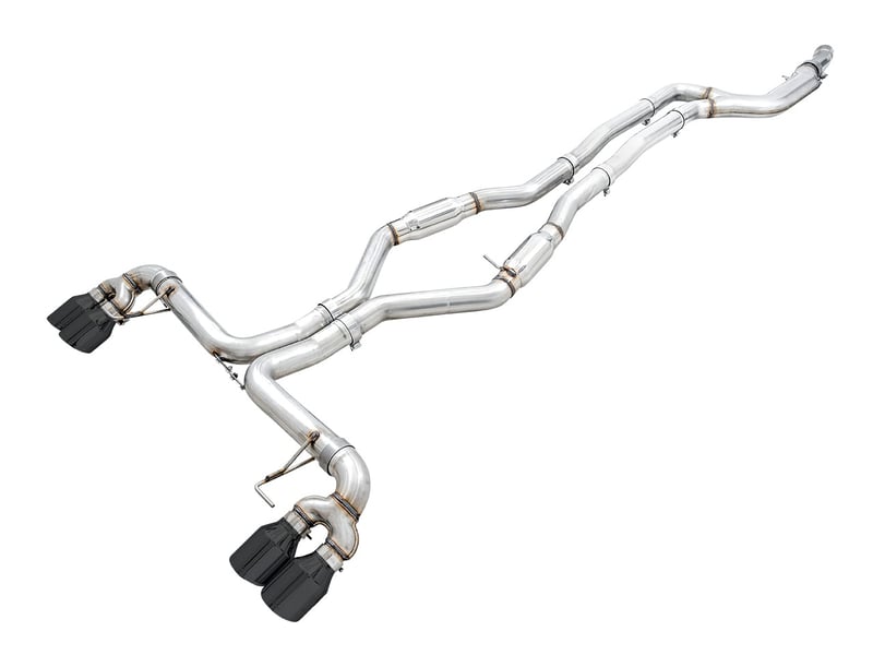 awe tuning 19-22 bmw m340i (g20) track edition exhaust - quad diamond black tips 3020-43085