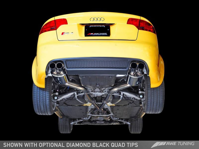 awe tuning 07-08 audi b7 rs4 track edition exhaust - polished silver tips 3020-42018