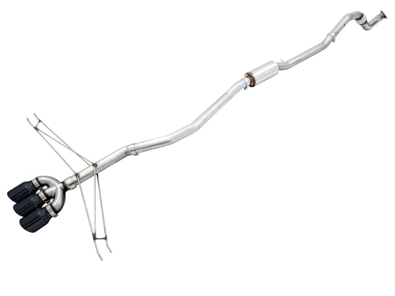 awe tuning 17-20 honda civic si track edition exhaust w/front pipe & triple chrome silver tips 3020-52008