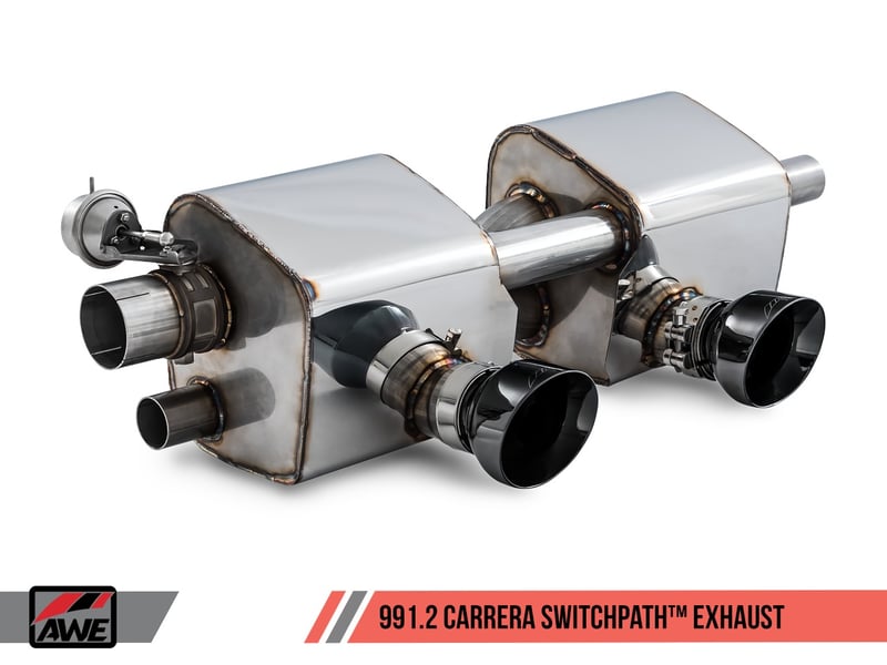 awe tuning 17-19 porsche 911 (991.2) carrera / s switchpath exhaust for pse cars - diamond black tips 3025-33018