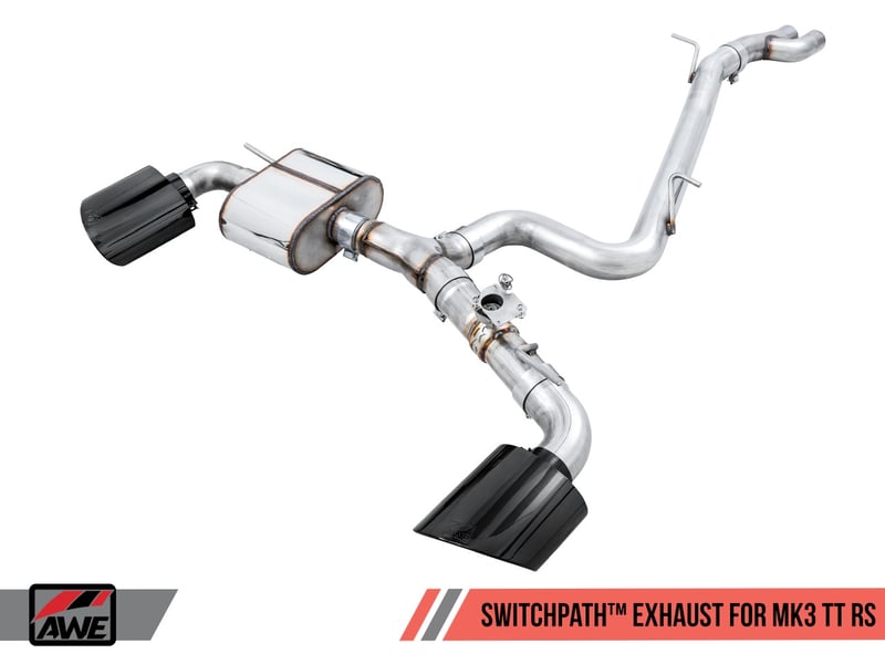 awe tuning 17-21 audi tt rs 2.5l turbo coupe 8s/mk3 switchpath exhaust w/diamond black rs-style tips 3025-33032