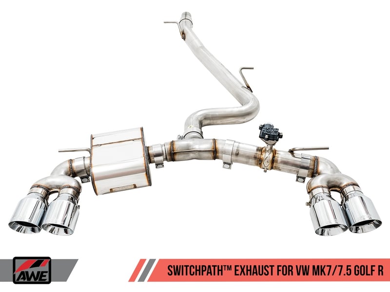 awe tuning 18-19 vw mk7.5 golf r switchpath exhaust w/diamond black tips 102mm 3025-43070