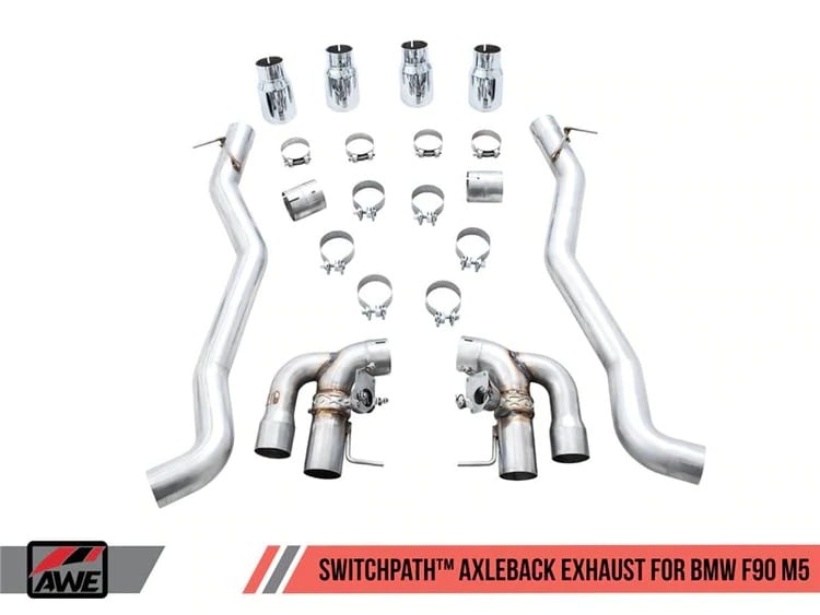 awe tuning 18-21 bmw m5 (f90) 4.4t awd switchpath axle-back exhaust - diamond black tips 3025-43065