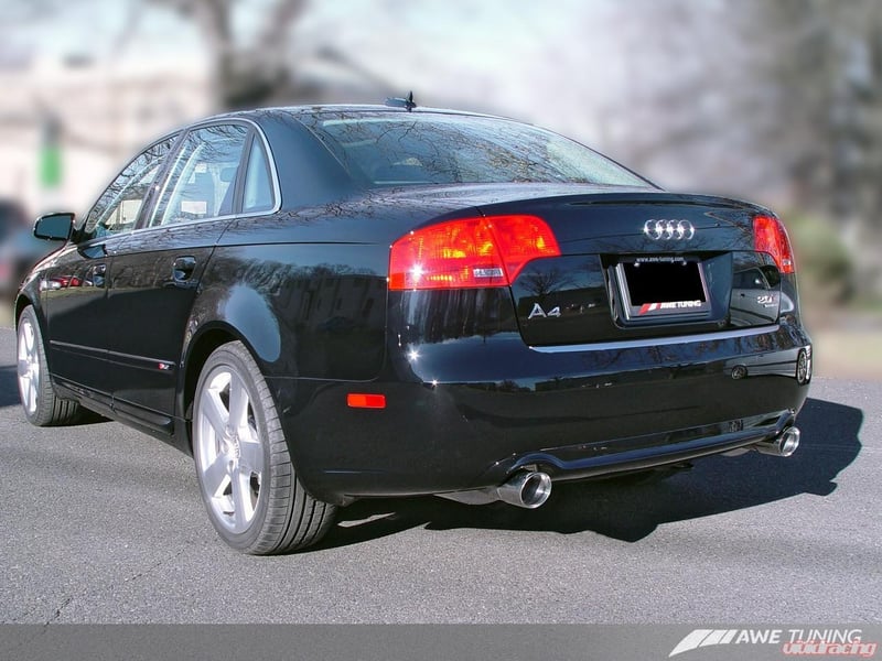 awe tuning 06-08 audi b7 a4 3.2l touring edition dual tip exhaust - diamond black tips 3040-33012