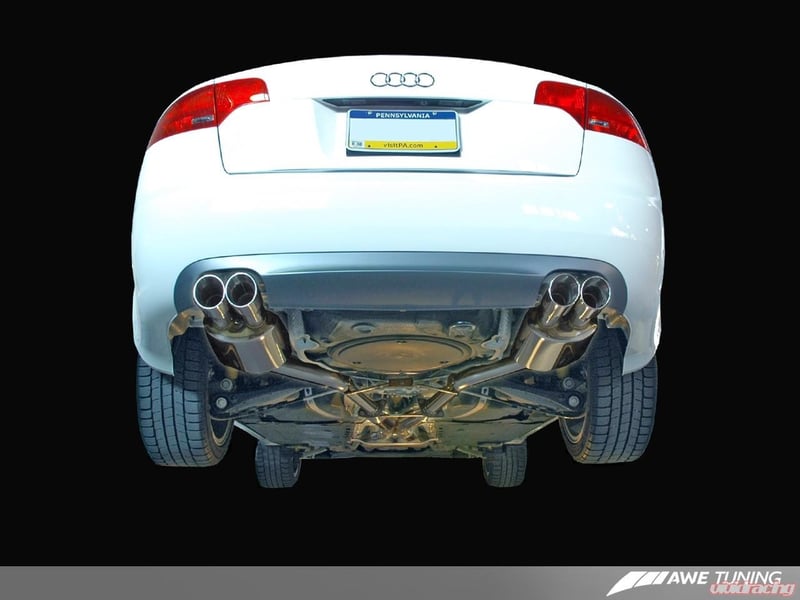 awe tuning 06-08 audi b7 a4 3.2l touring edition quad tip exhaust - polished silver tips 3040-42012