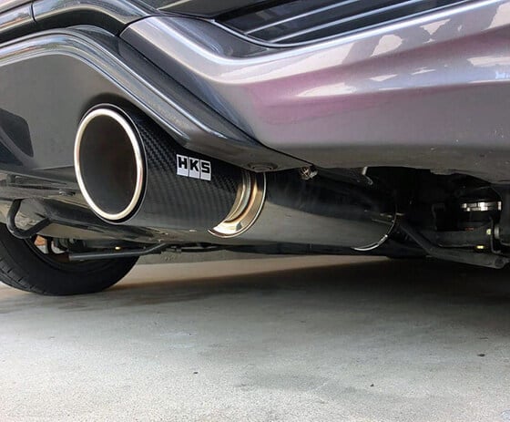 hks hi-power muffler 2014+ honda fit sport gk5 w/ carbon tips 32016-kh001
