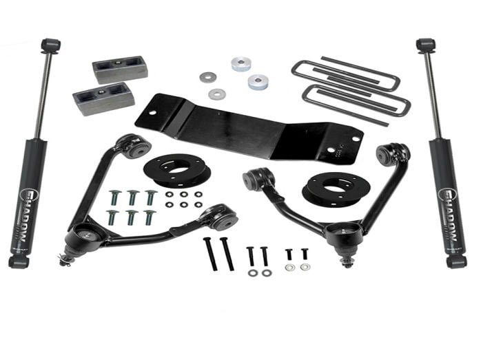 superlift 14-18 chevy silv 1500 4wd 3.5in lift kit w/ alum/stamped steel control arms & rear shocks 3600