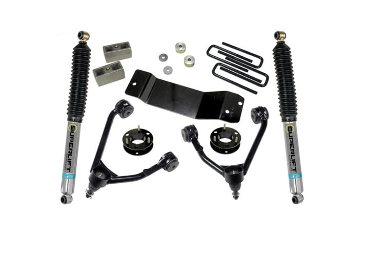 superlift 14-18 chevy silv 1500 4wd 3.5in lift kit w/alum/steel control arms & bilstein rear shocks 3600b