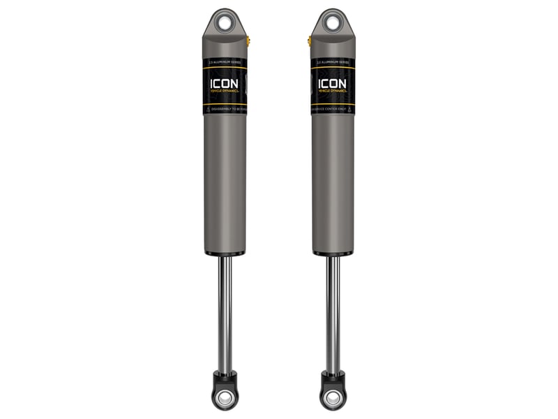 icon 1999-2024 ford f-250/f-350 super duty, 3-6" lift, rear, v.s. 2.5 aluminum series shock absorbers, internal reservoir, pair 37601p