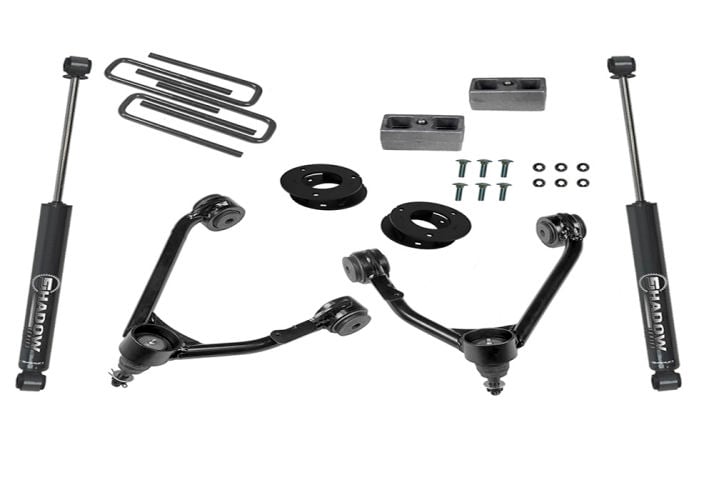 superlift 14-18 chevy silv 1500 2wd 3.5in lift kit w/ alum/stamped steel control arms & rear shocks 3800