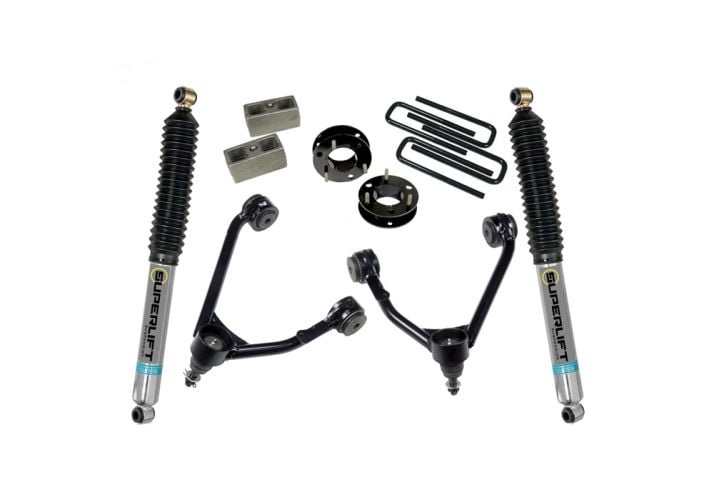 superlift 14-18 chevy silv 1500 2wd 3.5in lift kit w/ alum/steel control arms & bilstein rear shocks 3800b