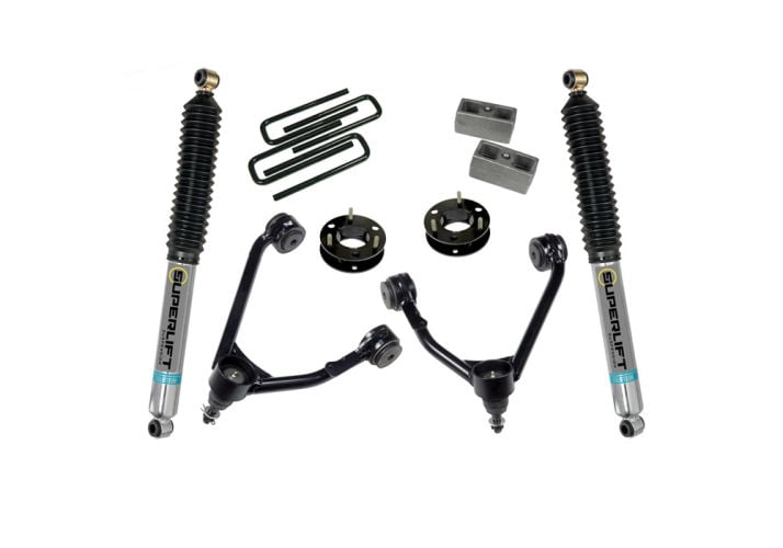 superlift 07-16 chevy silv 1500 2wd 3.5in lift kit w/ cast steel control arms & bilstein rear shocks 3850b