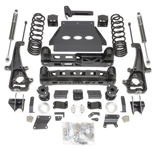 readylift 6" lift kit with falcon shocks and factory 22" wheels with big bore knuckle - ram 1500 - 2019-2022 44-19610
