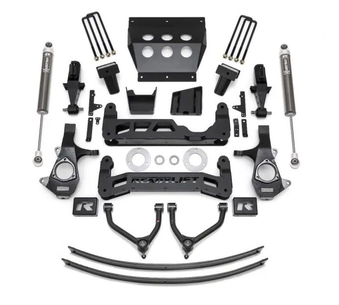 readylift 9" lift kit gm silverado/sierra 1500 2014-2018 w/ alum or stamped steel suspension w/falcon 1.1 monotube shocks 44-34900