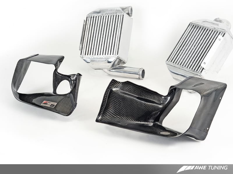 awe tuning audi 2.7t performance intercooler kit - w/carbon fiber shrouds 4510-11040