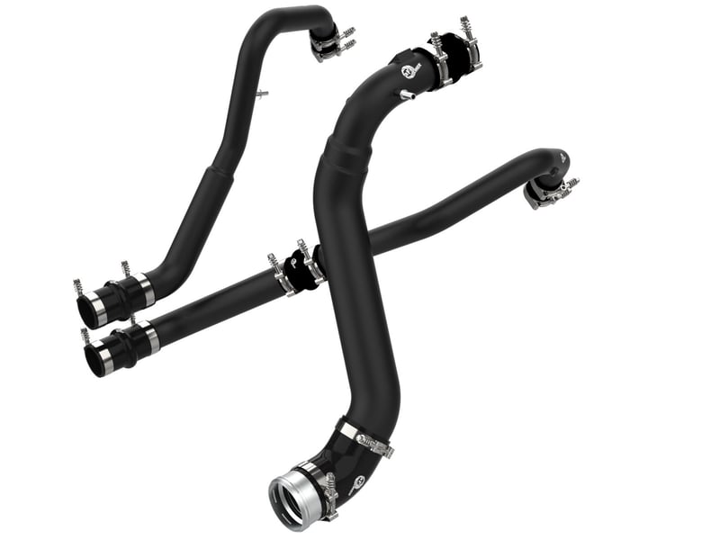 afe bladerunner intercoolers i/c tubes hot/cold 21 ford f-150 v6-2.7l (tt) - black 46-20474-b