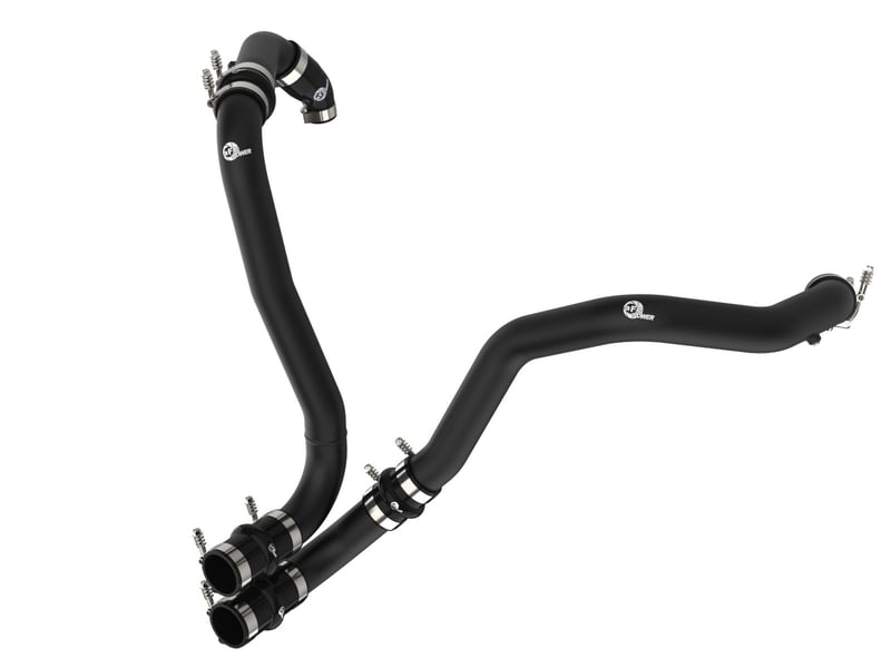 afe 21-22 ford f-150/raptor v6-3.5l (tt) bladerunner 2.5in aluminum hot charge pipe black 46-20518-b