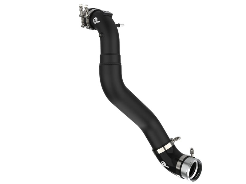 afe 21+ ford f-150 v6-3.5l (tt) bladerunner 3in to 3.5in aluminum cold charge pipe black 46-20519-b