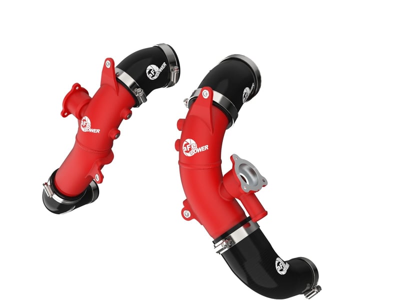 afe 2022 toyota land cruiser (j300) v6-3.5l (tt) bladerunner 2.5in aluminum hot charge pipe - red 46-20558-r