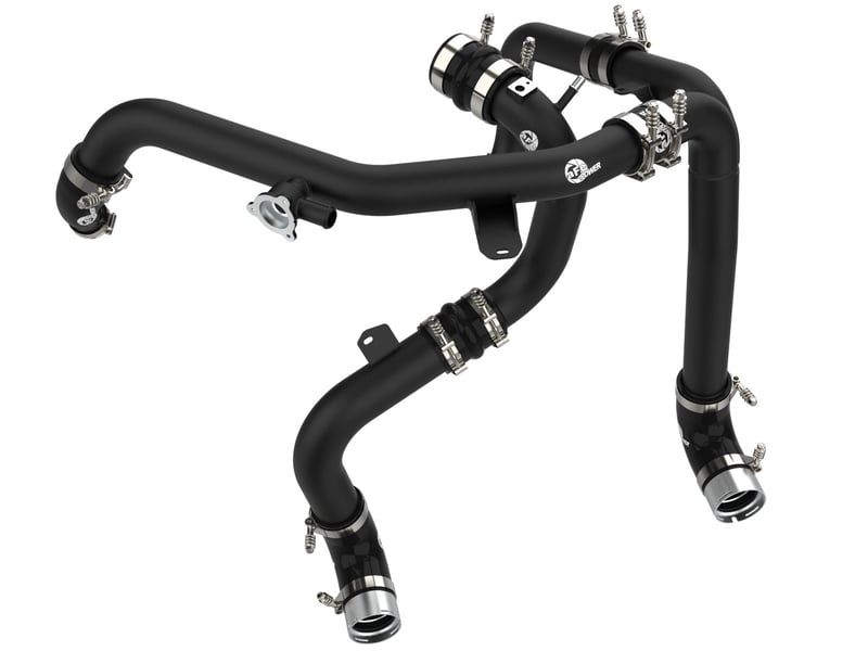 afe 21-22 ford bronco ecoboost v6-2.7ltt bladerunner alum hot & cold charge pipe kit - black 46-20584-b