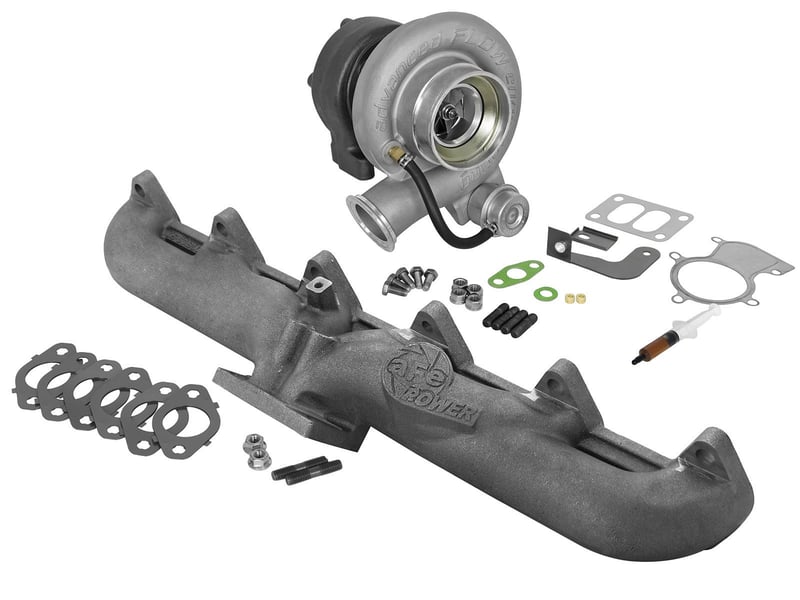 afe power bladerunner turbocharger w/ exhaust manifold 98.5-02 dodge diesel trucks l6-5.9 (td) 46-60060-mb