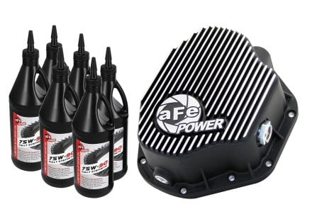 afe power cover diff rear machined w/ 75w-90 gear oil ford diesel trucks 86-11 v8-6.4/6.7l (td) 46-70032-wl