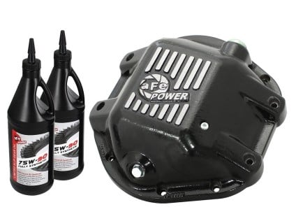 afe power differential cover machined pro series 97-15 jeep dana 44 w/ 75w-90 gear oil 2 qt 46-70162-wl