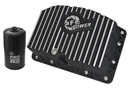 afe pro series engine oil pan black w/machined fins; 11-16 ford powerstroke v8-6.7l (td) 46-70322