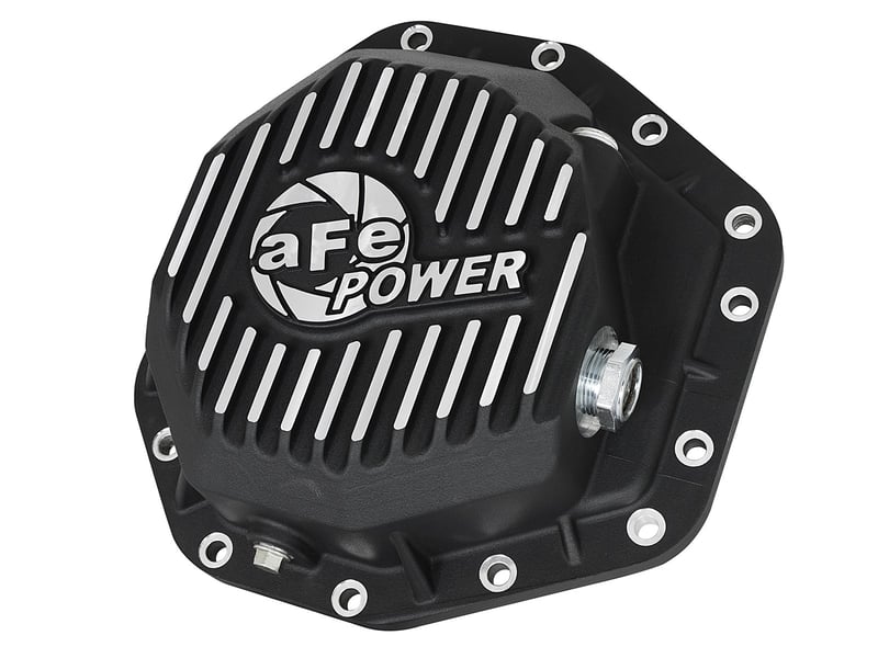 afe power pro ser rear diff cover black w/mach fins 2017-2021 ford diesel trucks v8-6.7l(td) dana m275-14 46-70352